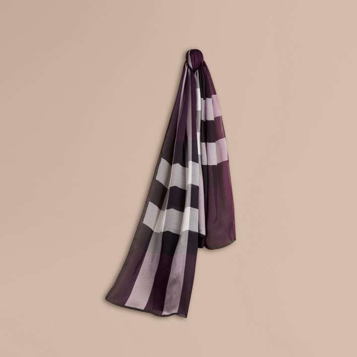Burberry Burberry Lightweight Check Silk Scarf, Purple