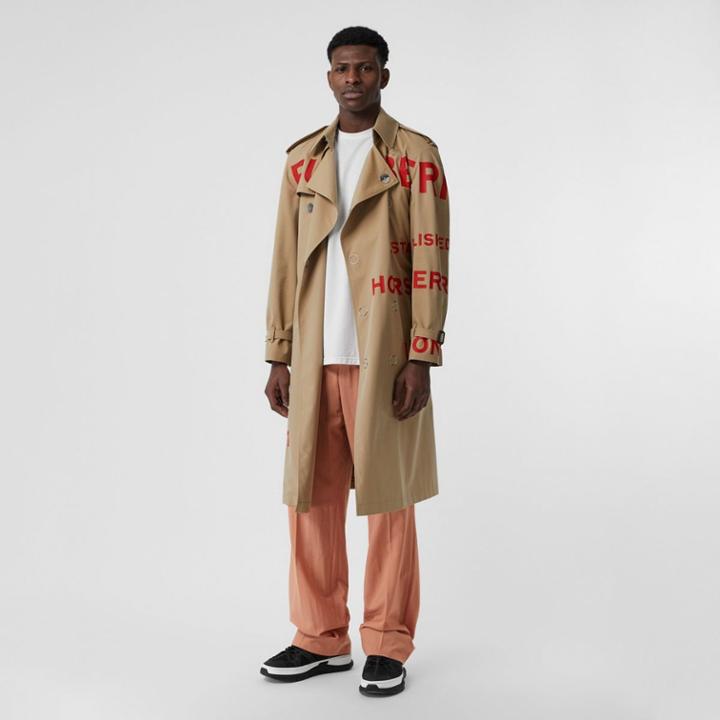 Burberry Burberry Horseferry Print Cotton Gabardine Trench Coat, Size: 34, Honey