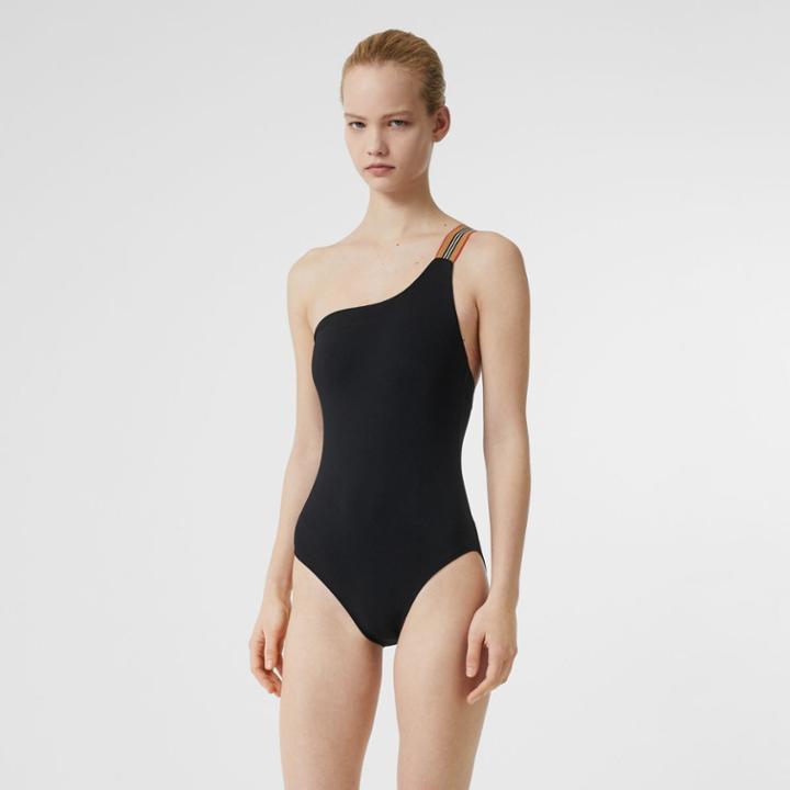 Burberry Burberry Icon Stripe Detail Swimsuit, Black