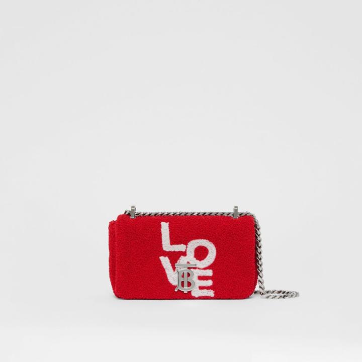 Burberry Burberry Mini Love Motif Towelling Lola Bag, Red
