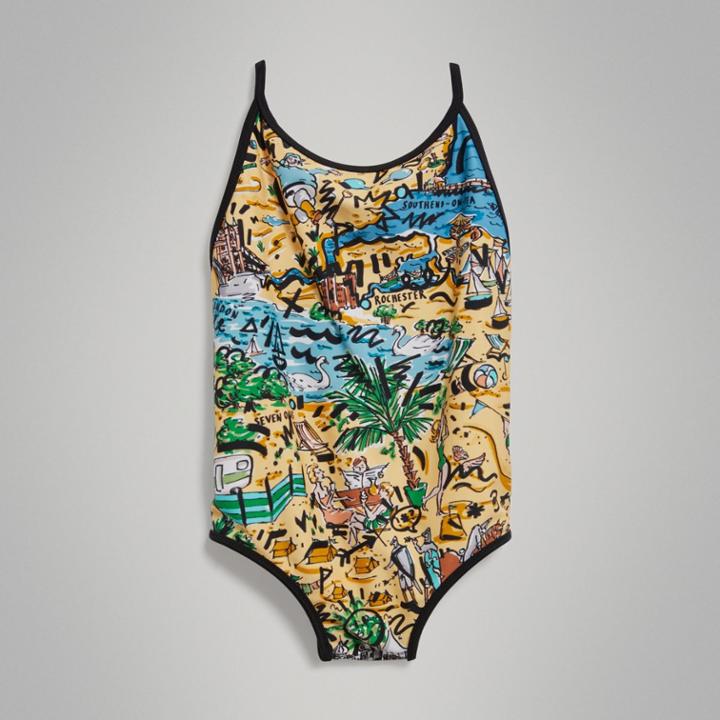 Burberry Burberry Seaside Print One-piece Swimsuit, Size: 8y