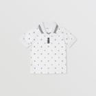 Burberry Burberry Childrens Star And Monogram Motif Jersey Mesh Polo Shirt, Size: 14y, Black
