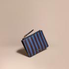 Burberry Burberry Pyjama Stripe London Leather Zip-top Wallet, Blue