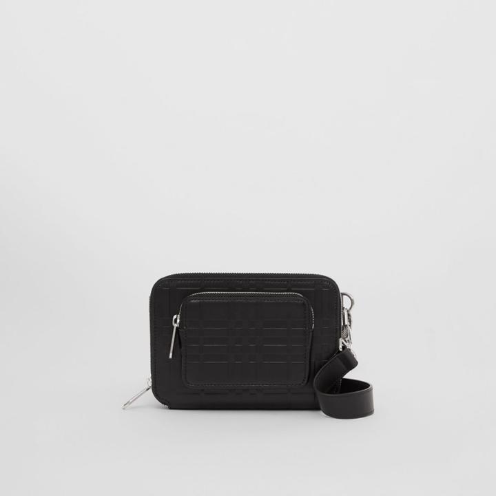Burberry Burberry Embossed Check Leather Crossbody Bag