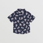 Burberry Burberry Childrens Short-sleeve Thomas Bear Print Stretch Cotton Shirt, Size: 12m