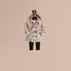 Burberry Burberry Hooded Cotton Twill Trench Coat, Size: 3y, Beige
