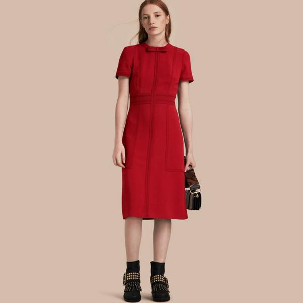 Burberry Short-sleeved Topstitch Detail Shift Dress