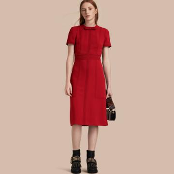 Burberry Short-sleeved Topstitch Detail Shift Dress
