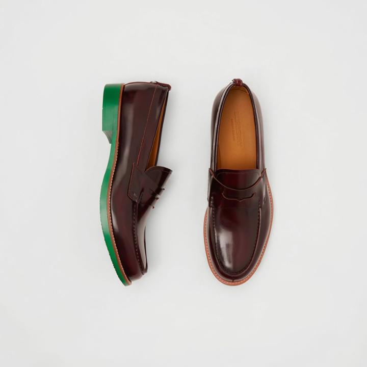 Burberry Burberry D-ring Detail Contrast Sole Leather Loafers, Size: 39, Red