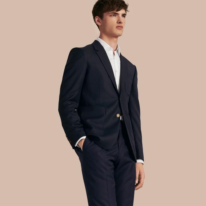 Burberry Burberry Modern Fit Virgin Wool Half-canvas Jacket, Size: 34r, Blue