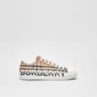Burberry Burberry Logo Print Vintage Check Cotton Sneakers, Size: 35, Beige