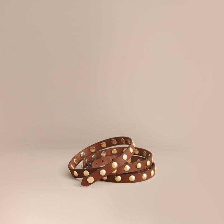 Burberry Burberry Studded Bridle Leather Double-wrap Belt, Size: 110, Brown