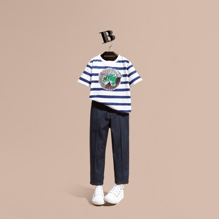 Burberry Burberry Tailored Stretch Cotton Trousers, Size: 10y, Blue