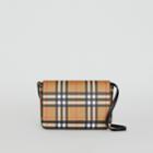 Burberry Burberry Vintage Check And Leather Wallet With Detachable Strap, Black