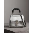 Burberry Burberry The Small Dk88 Top Handle Bag In Metallic Leather, Grey