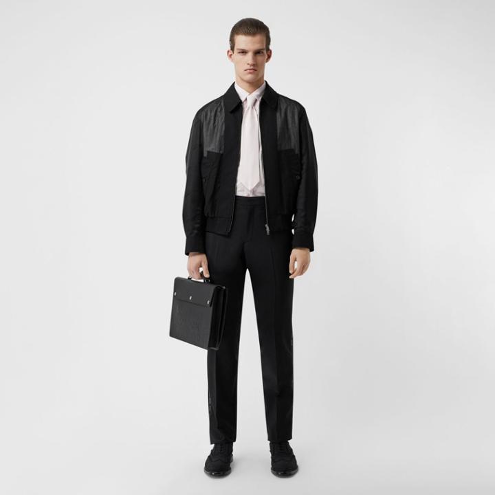 Burberry Burberry Logo Detail Panelled Cotton Blouson, Size: 38, Black