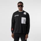 Burberry Burberry Long-sleeve Montage Print Cotton Top, Black