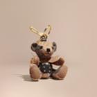 Burberry Burberry Thomas Bear Charm In Riveted Check Cashmere, Brown