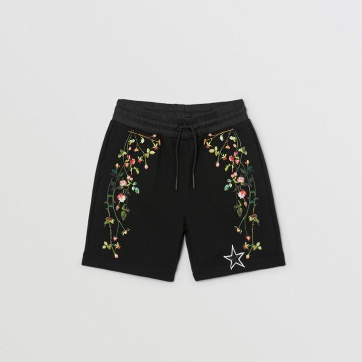 Burberry Burberry Childrens Logo Appliqu Rose Print Cotton Drawcord Shorts, Size: 12y, Black