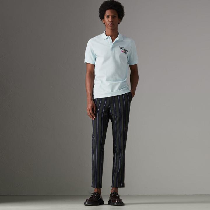 Burberry Burberry Triple Archive Logo Cotton Piqu Polo Shirt, Size: Xl, Blue