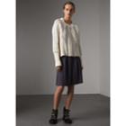 Burberry Burberry Pleated Linen Cotton Blend Skirt, Size: 04, Blue