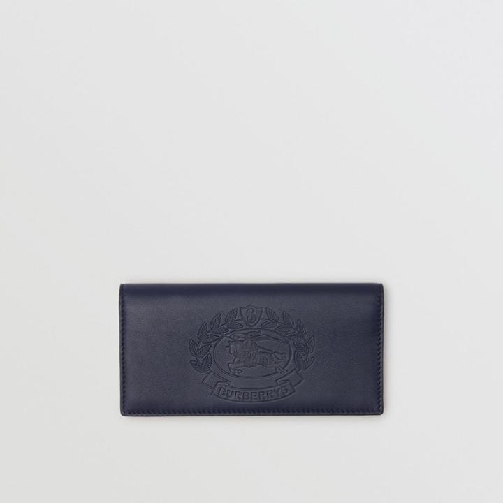 Burberry Burberry Embossed Crest Leather Continental Wallet, Blue
