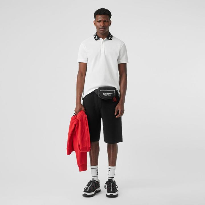 Burberry Burberry Logo Intarsia Cotton Piqu Polo Shirt, Size: M, White