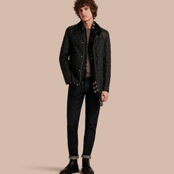 Burberry Lambskin Yoke Diamond Quilted Jacket