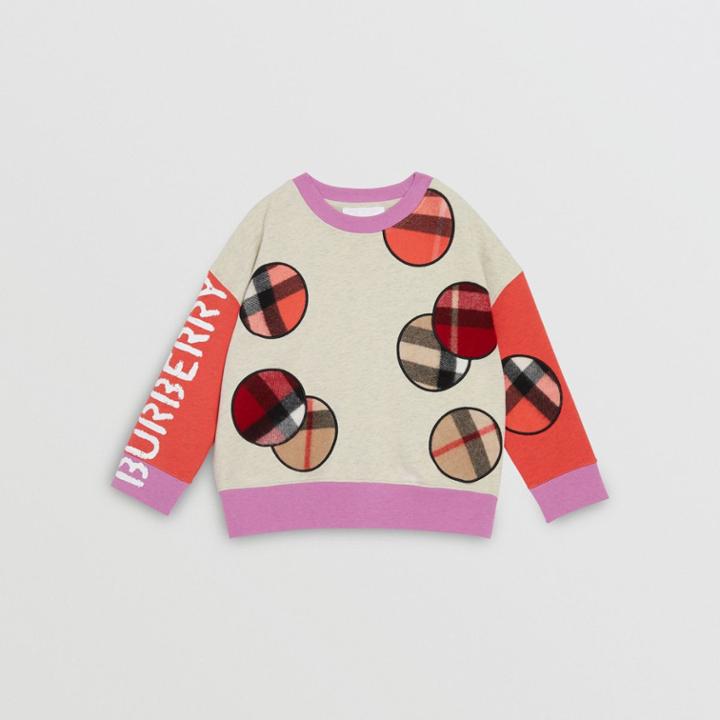 Burberry Burberry Childrens Check Appliqu Cotton Sweatshirt, Size: 10y, Grey