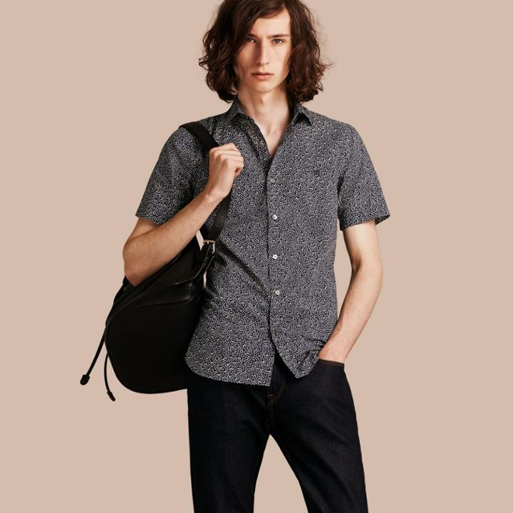 Burberry Burberry Short-sleeved Dash Print Cotton Shirt, Size: Xs, Blue