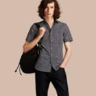 Burberry Burberry Short-sleeved Dash Print Cotton Shirt, Size: Xs, Blue