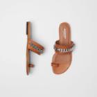 Burberry Burberry Chain Detail Leather Sandals, Size: 35, Brown