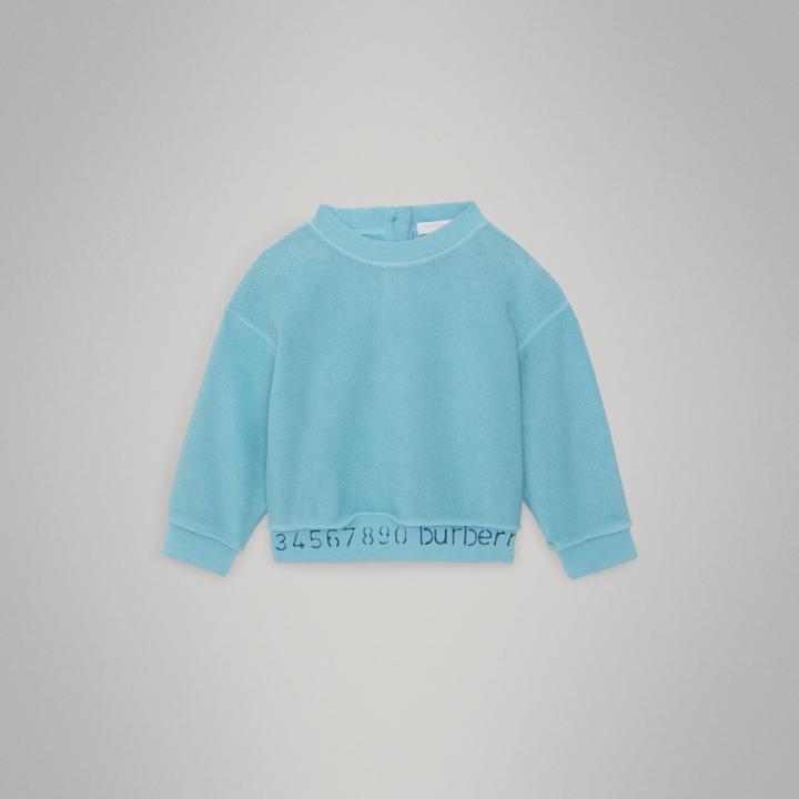 Burberry Burberry Childrens Stencil Logo Print Cotton Sweatshirt, Size: 12m, Blue