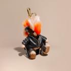 Burberry Burberry The Punk Thomas Bear Charm With Fringed Lambskin Jacket, Brown