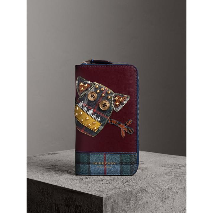 Burberry Burberry Creature Appliqu Leather Ziparound Wallet