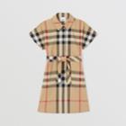 Burberry Burberry Childrens Check Stretch Cotton Tie-waist Shirt Dress, Size: 10y