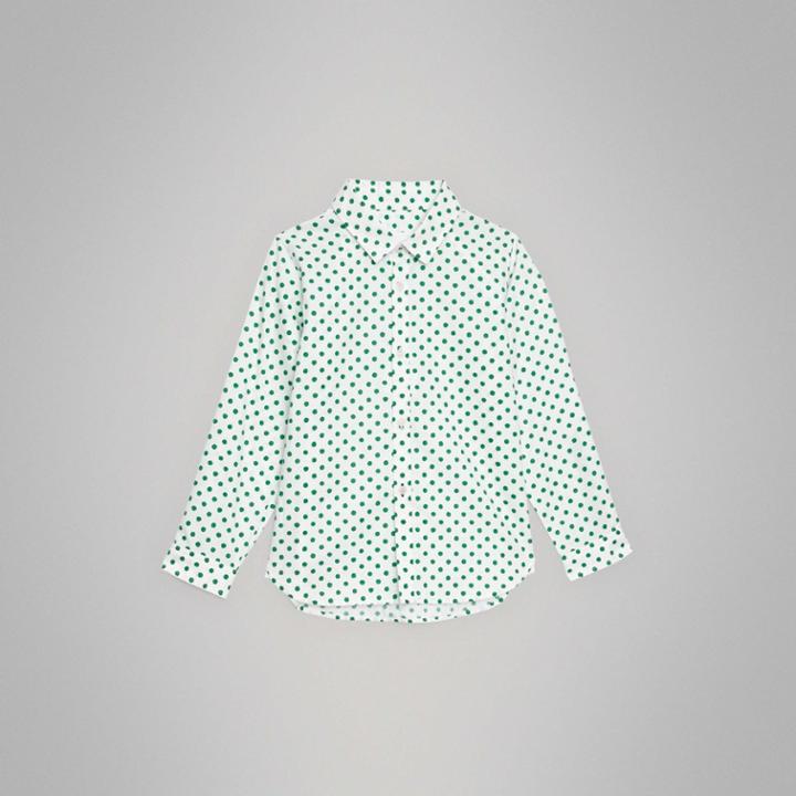Burberry Burberry Childrens Polka Dot Cotton Oxford Shirt, Size: 10y, Green