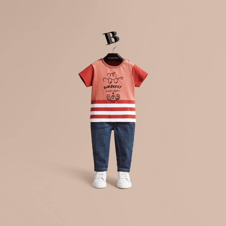 Burberry Burberry Bearded Gent Print Cotton T-shirt, Size: 3y, Orange