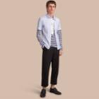 Burberry Burberry Short-sleeve Striped Cotton Seersucker Shirt, Size: M, Blue