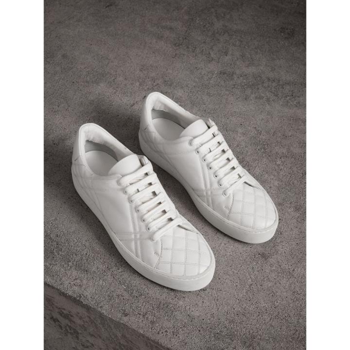 Burberry Burberry Check-quilted Leather Trainers, Size: 40.5