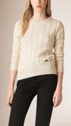 Burberry Burberry Cable Knit Wool Cashmere Sweater, Brown