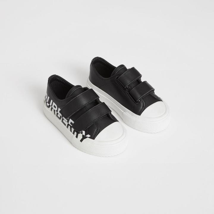 Burberry Burberry Childrens Logo Print Two-tone Leather Sneakers, Size: 7, Black