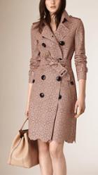 Burberry Laser-cut Lace Lambskin Trench Coat
