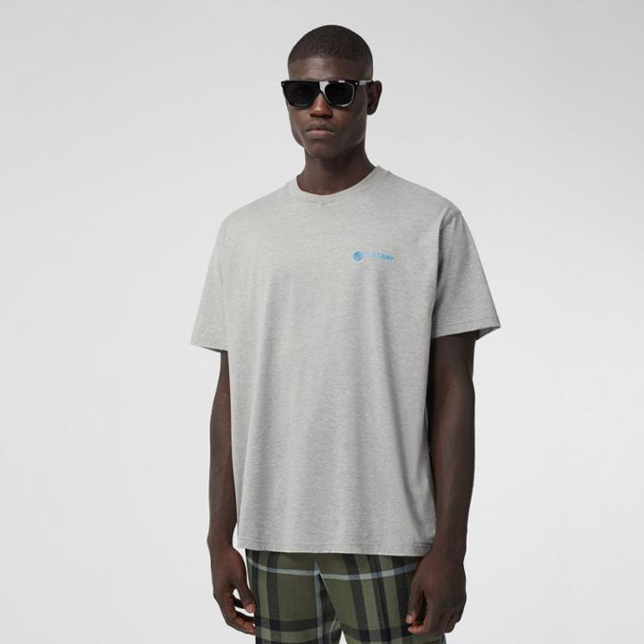 Burberry Burberry Slogan Print Cotton Oversized T-shirt, Grey