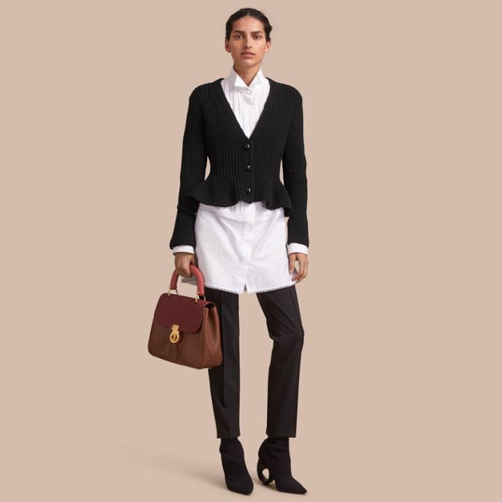 Burberry Burberry Knitted Wool Cashmere Blend Peplum Jacket, Black