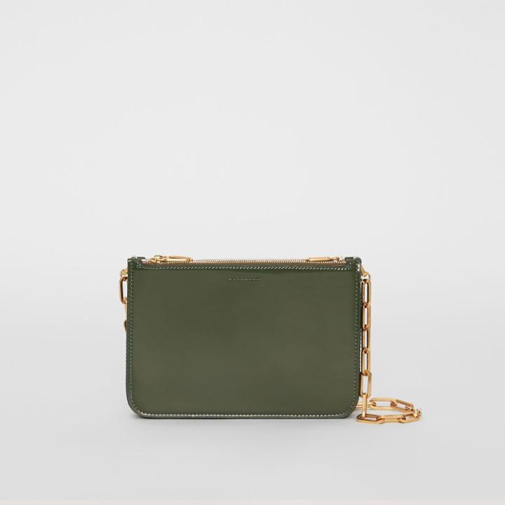 Burberry Burberry Triple Zip Patent Leather Crossbody Bag, Green
