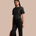 Burberry Short-sleeved Jacquard-front Cotton Blend Sweatshirt