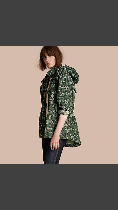 Burberry Showerproof Cotton Parka Jacket With Packaway Hood