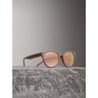 Burberry Burberry Check Detail Mirrored Cat-eye Frame Sunglasses, White