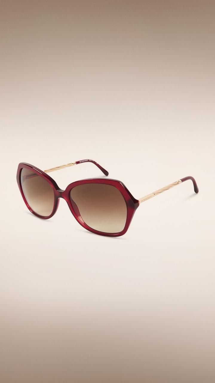 Burberry Burberry Oversize Square Frame Sunglasses, Red